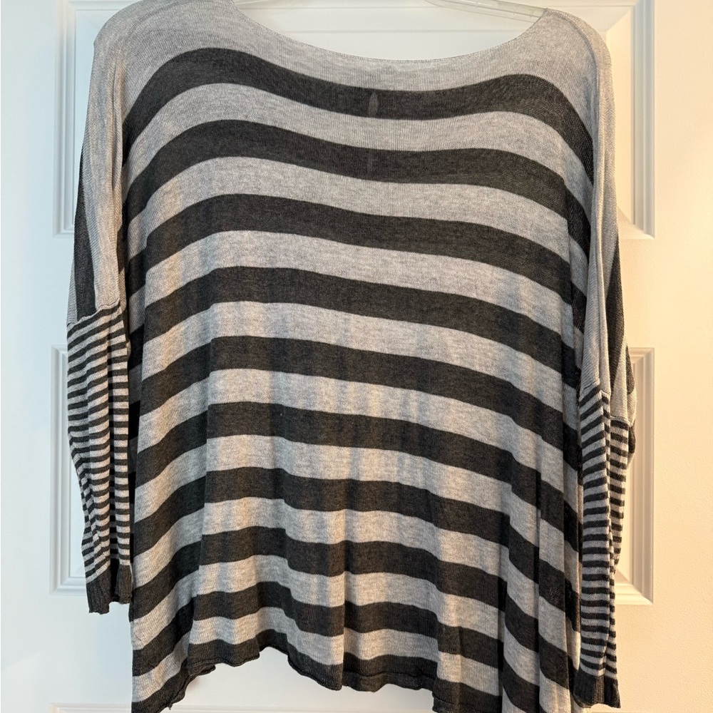 Striped Gray and Black Oversized Top
